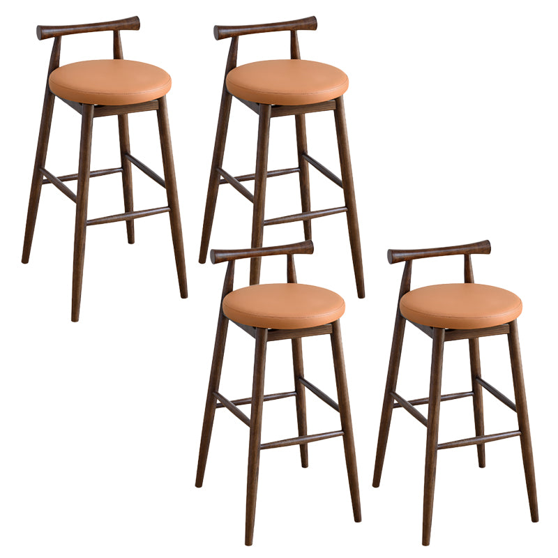 Contemporary Ash Wood Backrest Counter High Stool with 4 Legs