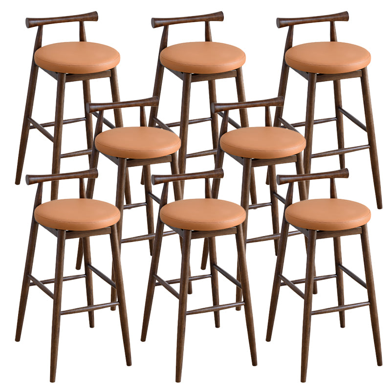 Contemporary Ash Wood Backrest Counter High Stool with 4 Legs