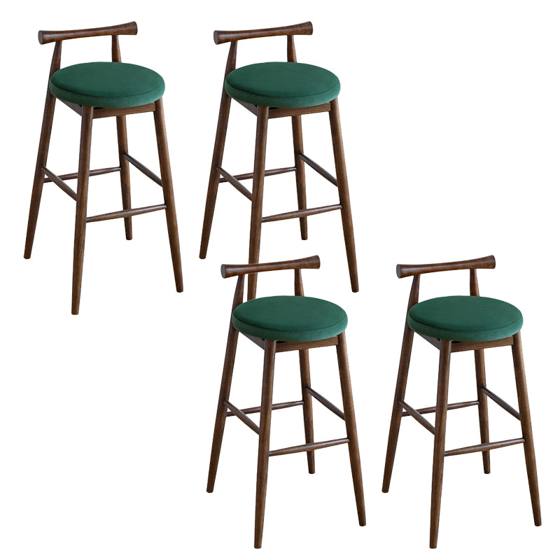 Contemporary Ash Wood Backrest Counter High Stool with 4 Legs