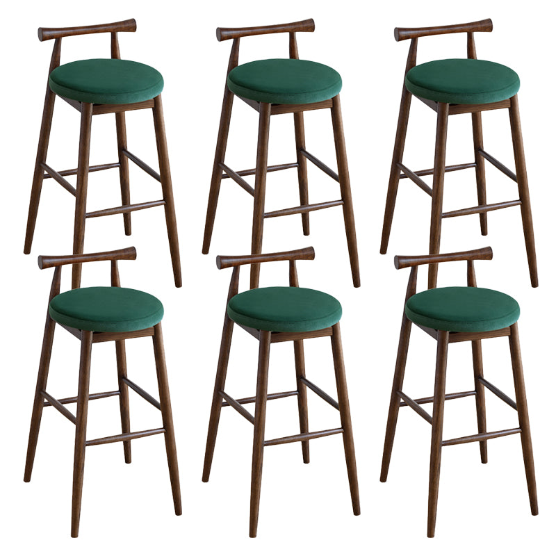 Contemporary Ash Wood Backrest Counter High Stool with 4 Legs