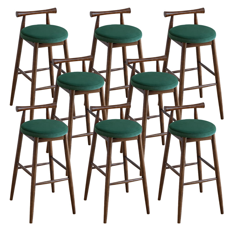 Contemporary Ash Wood Backrest Counter High Stool with 4 Legs