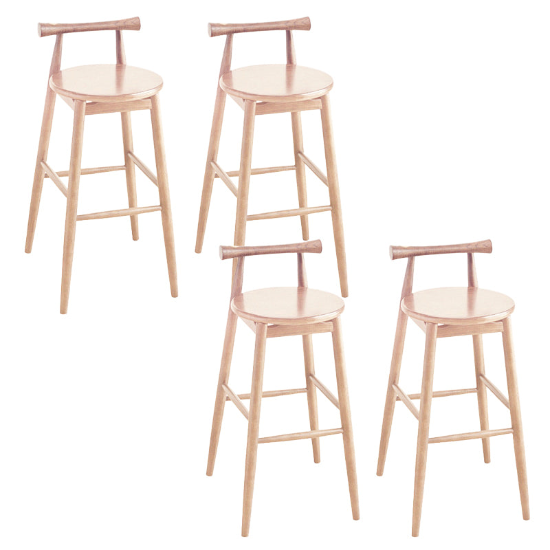 Contemporary Ash Wood Backrest Counter High Stool with 4 Legs