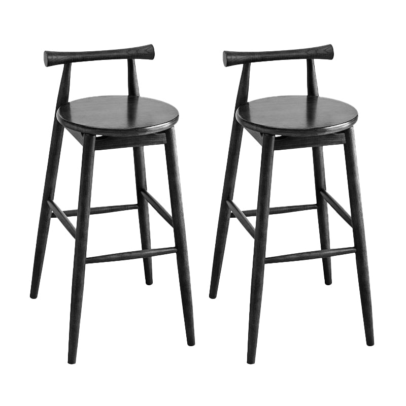 Contemporary Ash Wood Backrest Counter High Stool with 4 Legs