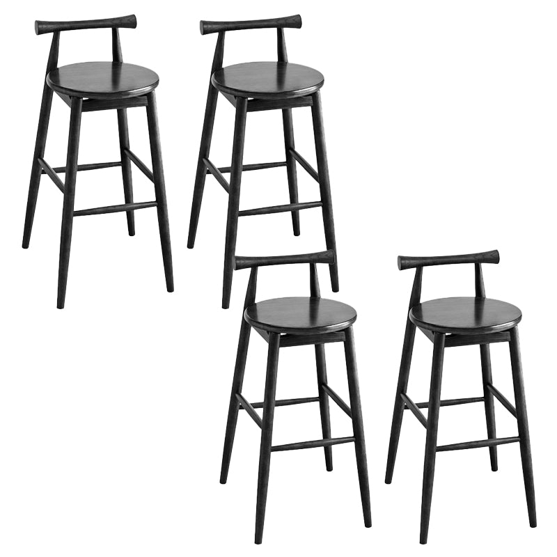 Contemporary Ash Wood Backrest Counter High Stool with 4 Legs
