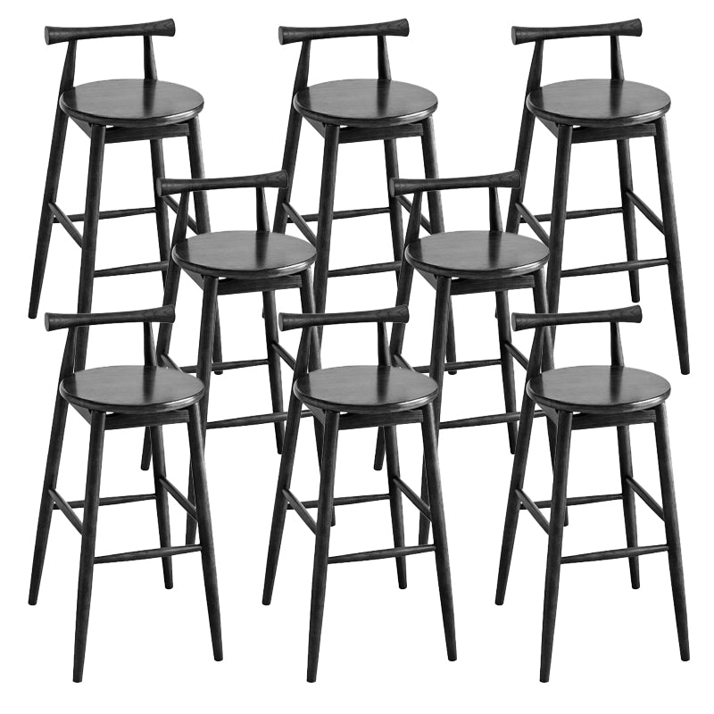 Contemporary Ash Wood Backrest Counter High Stool with 4 Legs