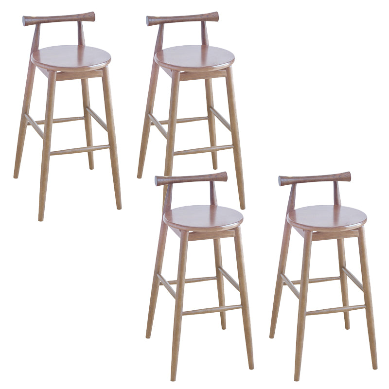 Contemporary Ash Wood Backrest Counter High Stool with 4 Legs