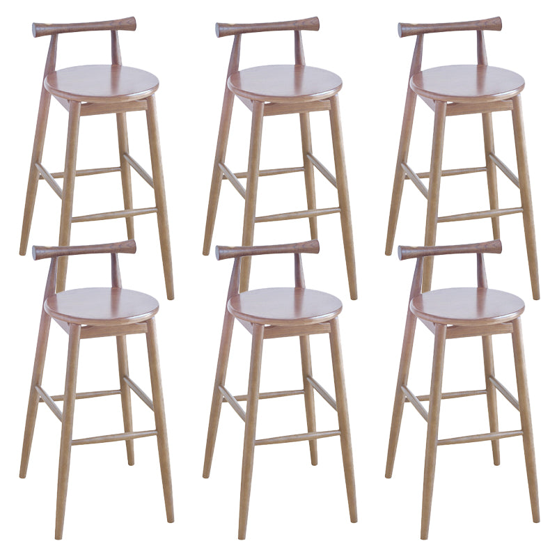 Contemporary Ash Wood Backrest Counter High Stool with 4 Legs