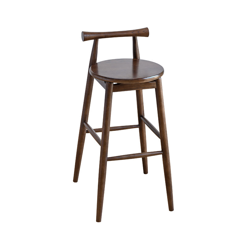 Contemporary Ash Wood Backrest Counter High Stool with 4 Legs