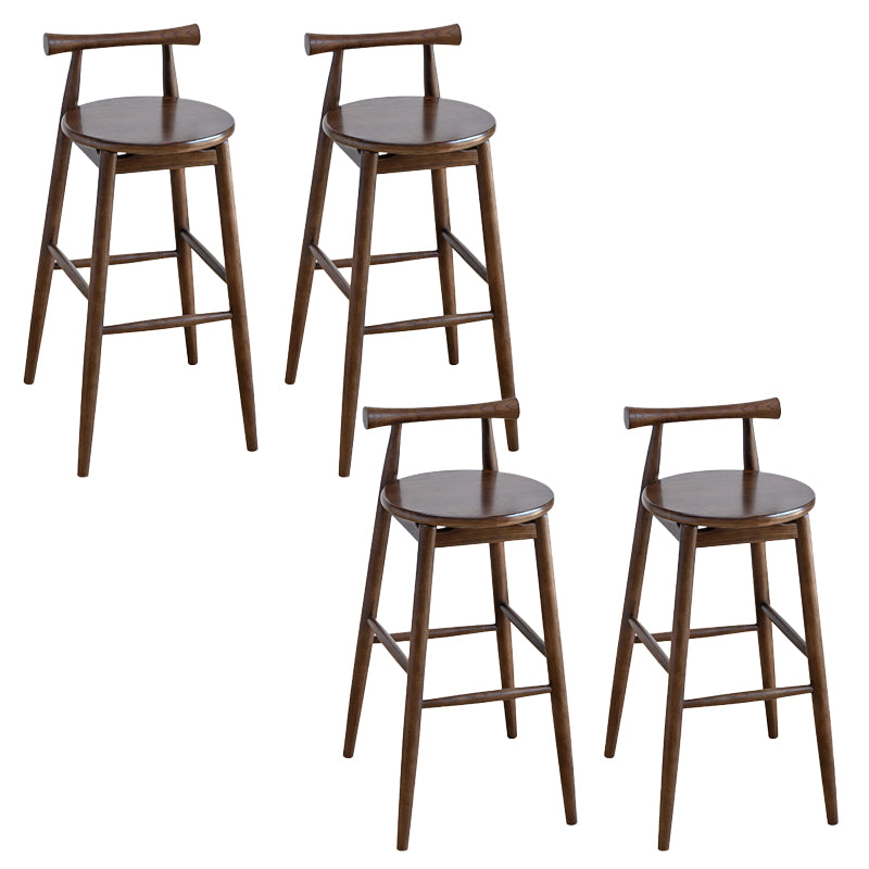 Contemporary Ash Wood Backrest Counter High Stool with 4 Legs