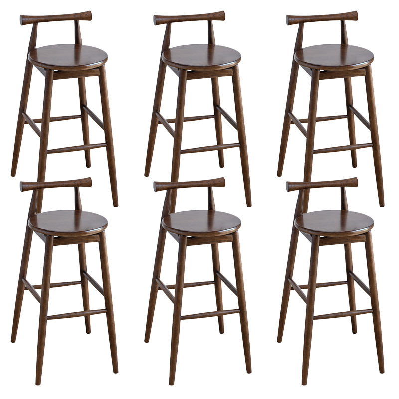 Contemporary Ash Wood Backrest Counter High Stool with 4 Legs