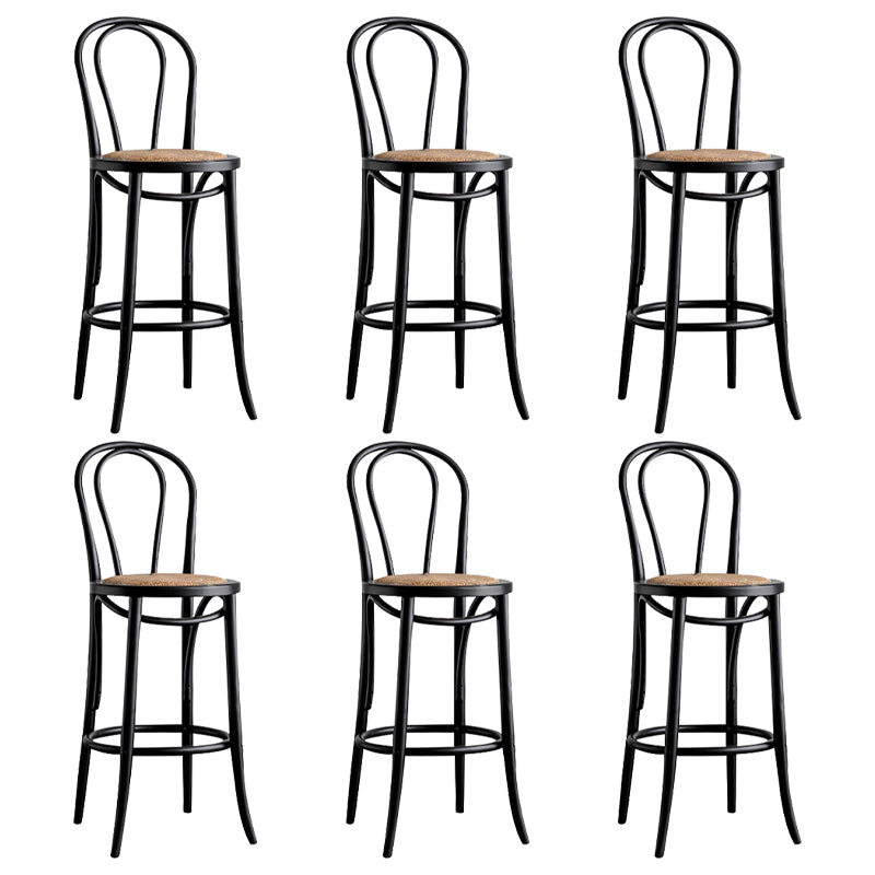 Modern Style Solid Wood Backrest Counter High Stool with 4 Legs