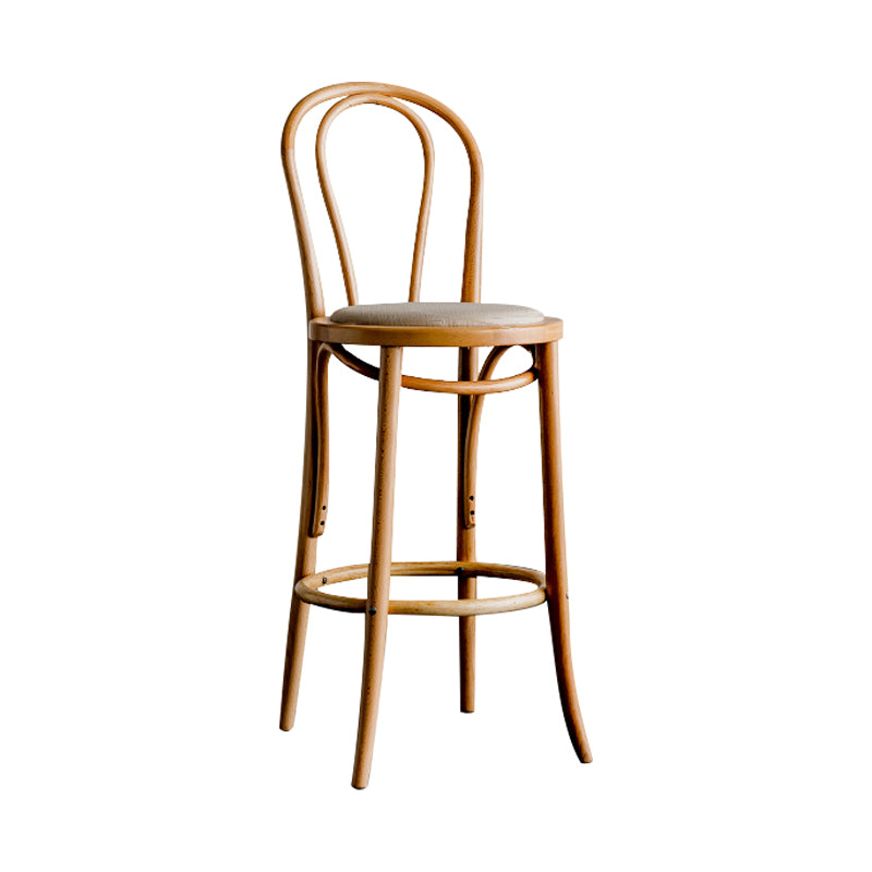 Modern Style Solid Wood Backrest Counter High Stool with 4 Legs