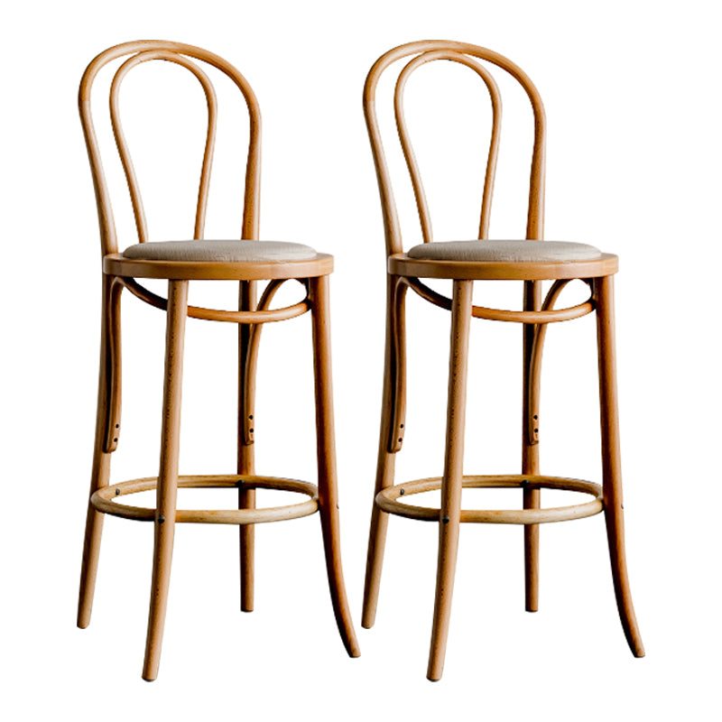 Modern Style Solid Wood Backrest Counter High Stool with 4 Legs