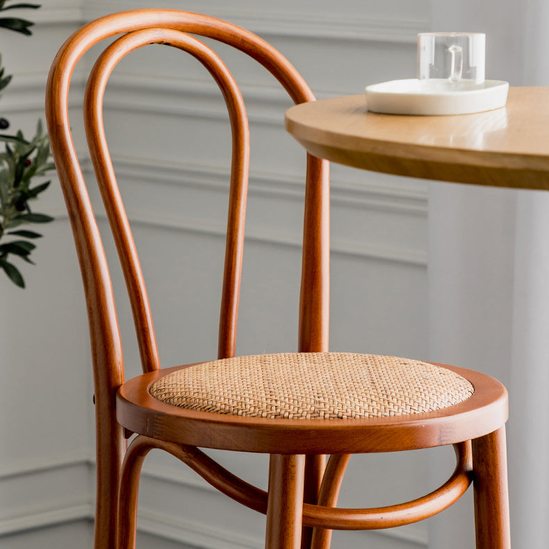 Modern Style Solid Wood Backrest Counter High Stool with 4 Legs