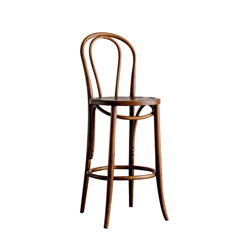 Modern Style Solid Wood Backrest Counter High Stool with 4 Legs