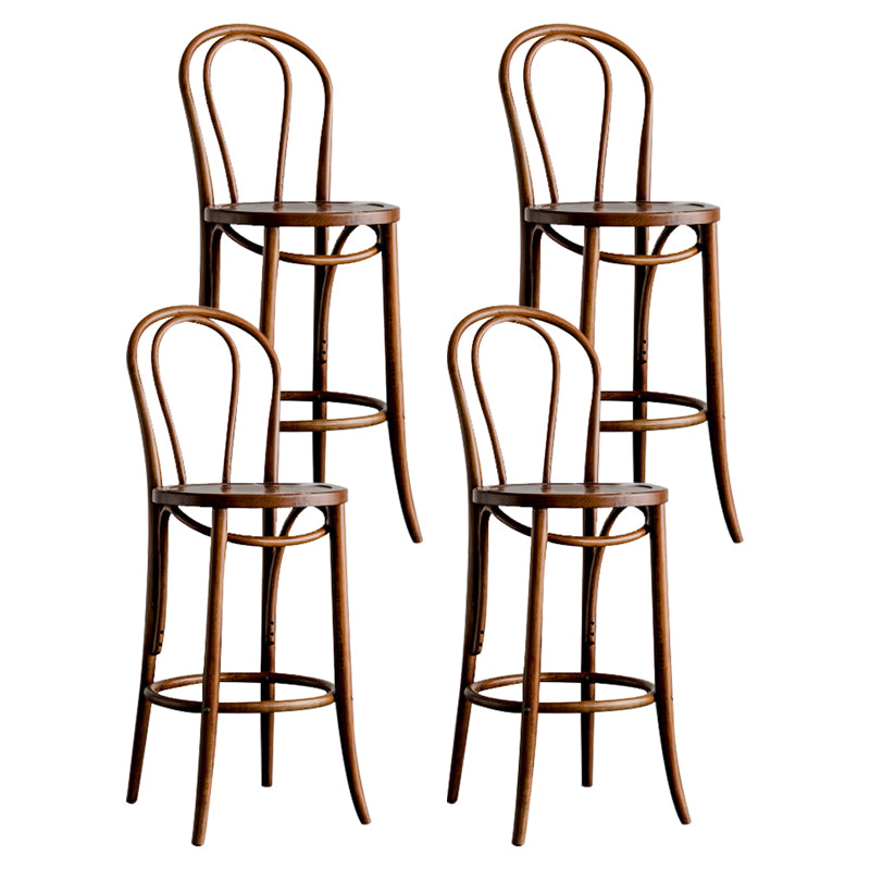 Modern Style Solid Wood Backrest Counter High Stool with 4 Legs