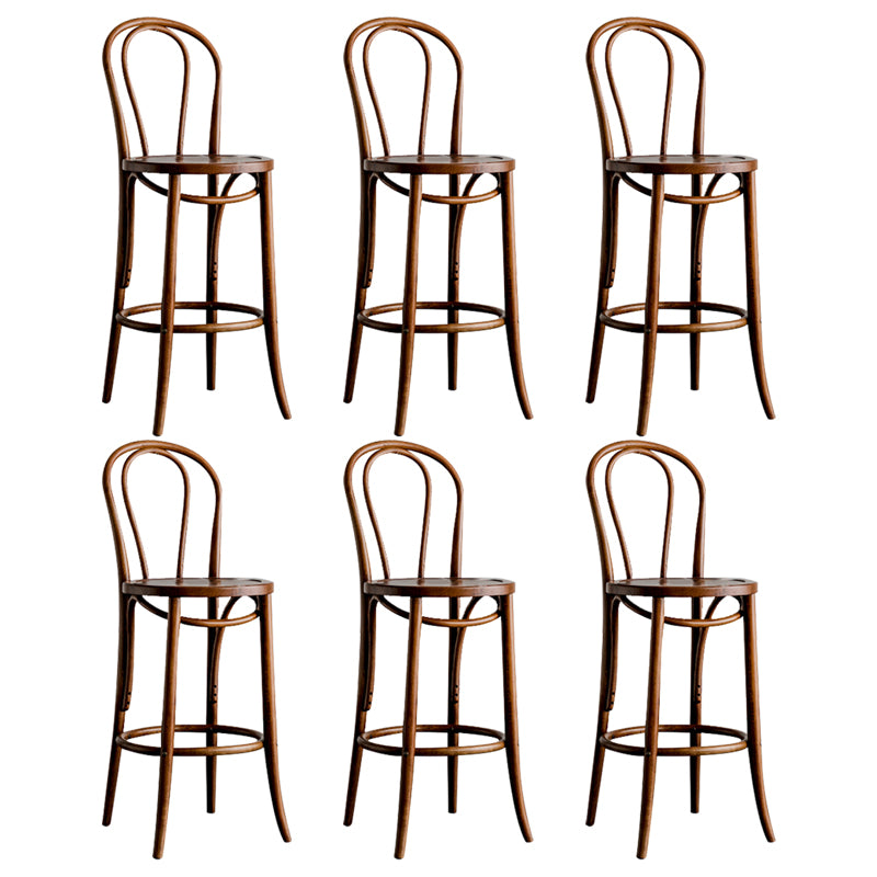 Modern Style Solid Wood Backrest Counter High Stool with 4 Legs