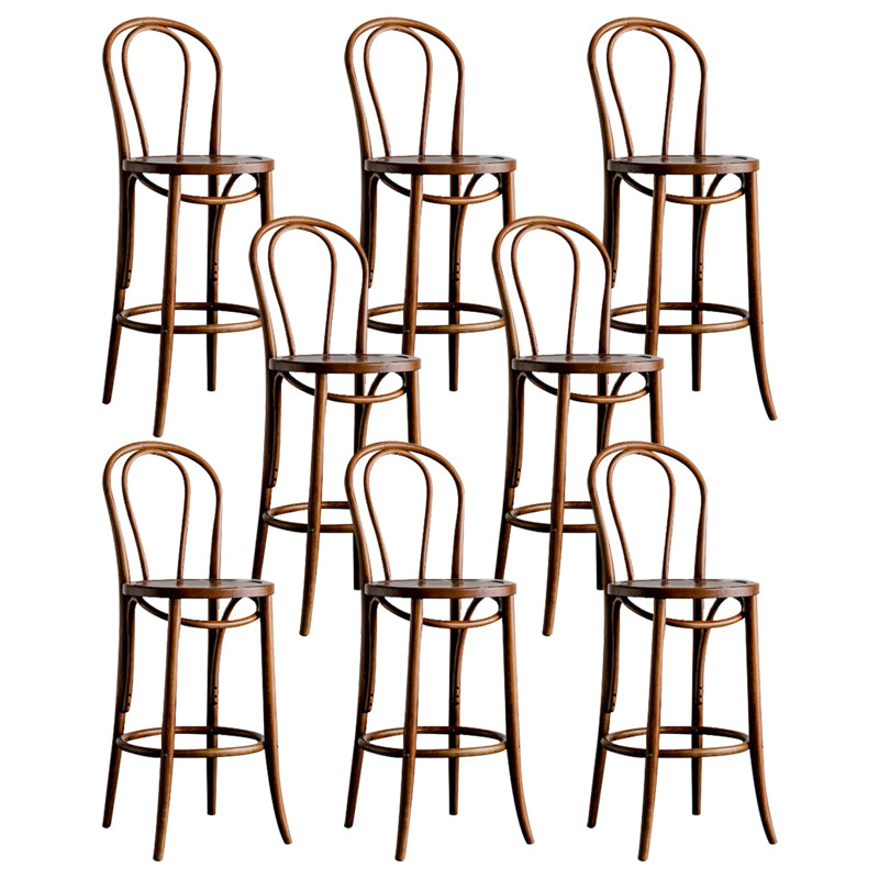 Modern Style Solid Wood Backrest Counter High Stool with 4 Legs