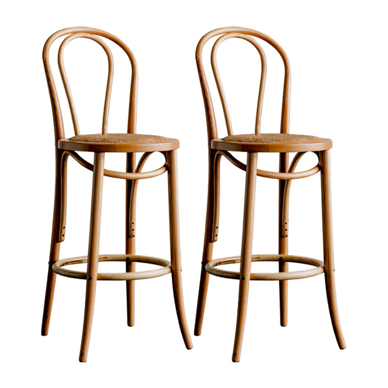 Modern Style Solid Wood Backrest Counter High Stool with 4 Legs