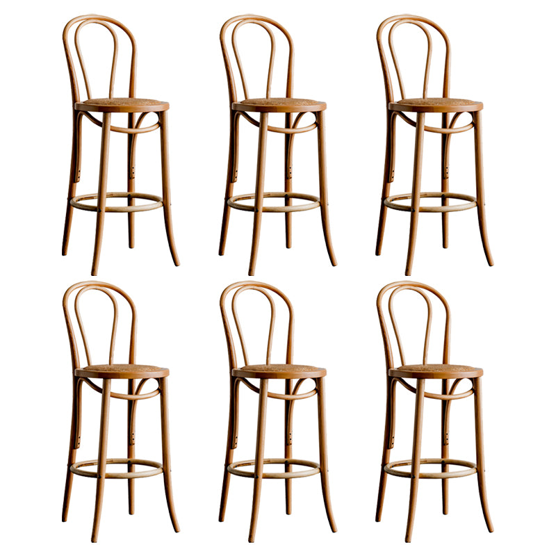 Modern Style Solid Wood Backrest Counter High Stool with 4 Legs
