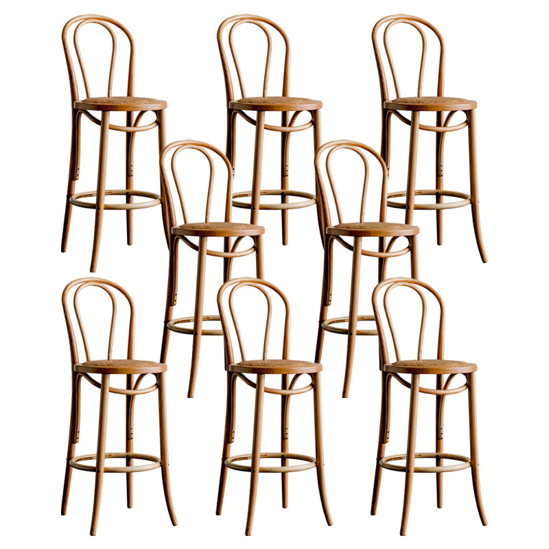 Modern Style Solid Wood Backrest Counter High Stool with 4 Legs