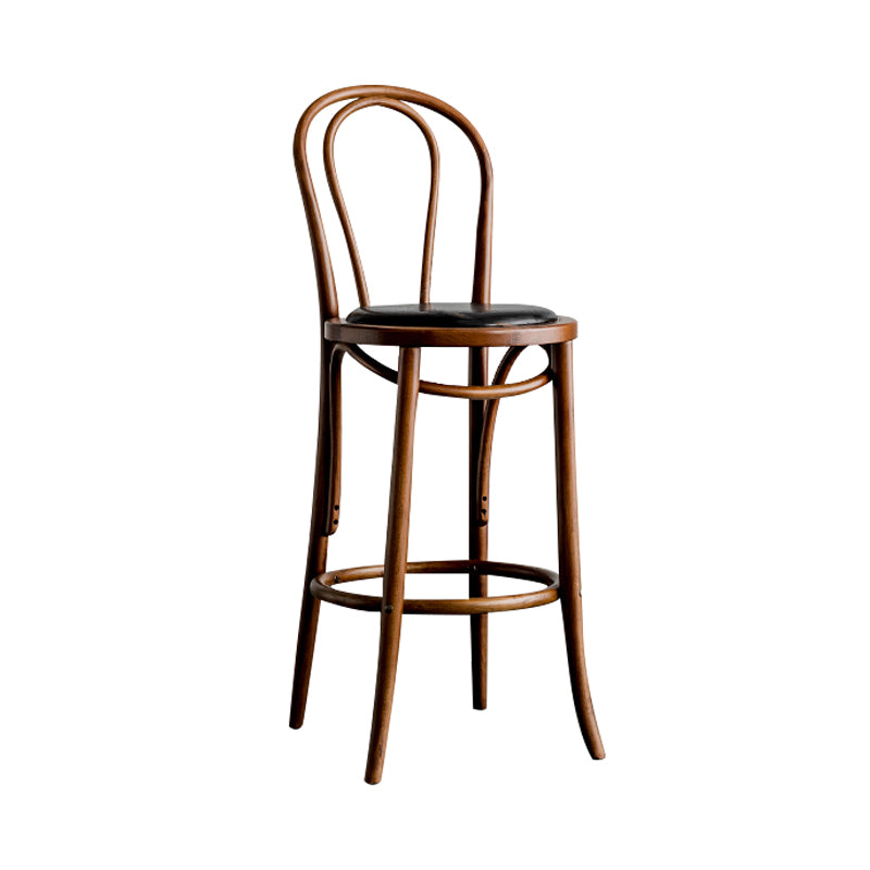 Modern Style Solid Wood Backrest Counter High Stool with 4 Legs