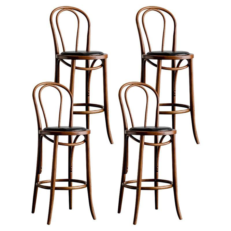 Modern Style Solid Wood Backrest Counter High Stool with 4 Legs