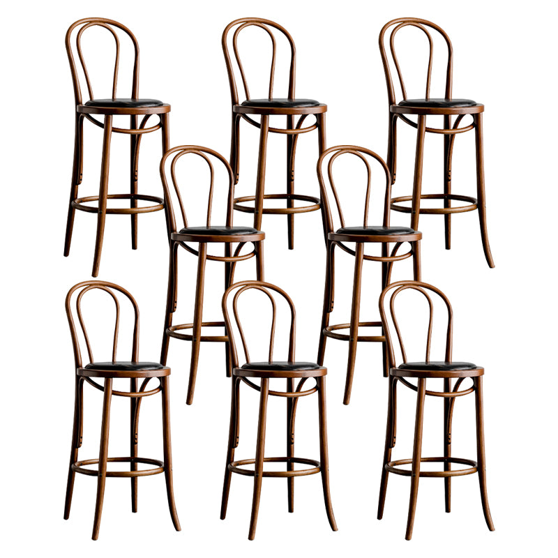 Modern Style Solid Wood Backrest Counter High Stool with 4 Legs