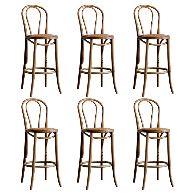 Modern Style Solid Wood Backrest Counter High Stool with 4 Legs
