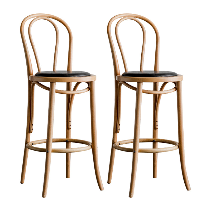 Modern Style Solid Wood Backrest Counter High Stool with 4 Legs