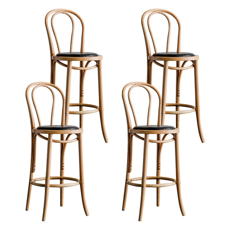 Modern Style Solid Wood Backrest Counter High Stool with 4 Legs