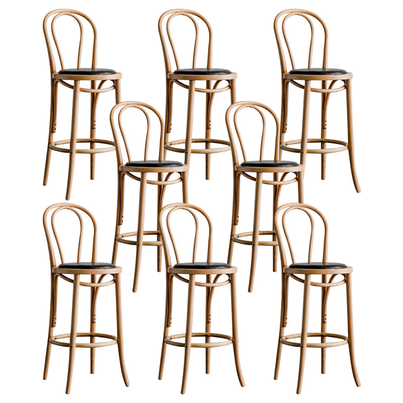 Modern Style Solid Wood Backrest Counter High Stool with 4 Legs