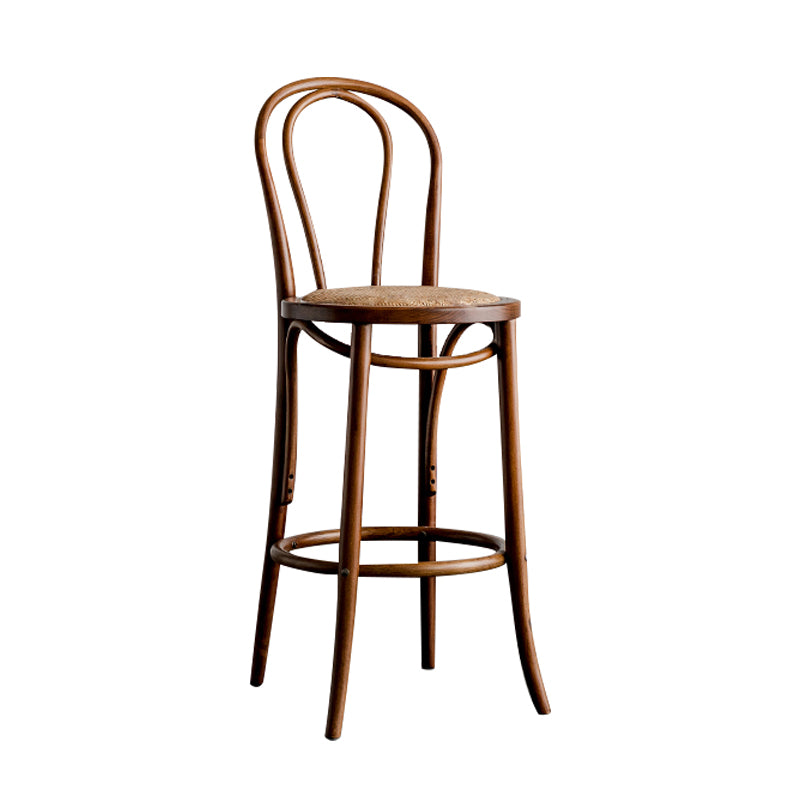 Modern Style Solid Wood Backrest Counter High Stool with 4 Legs