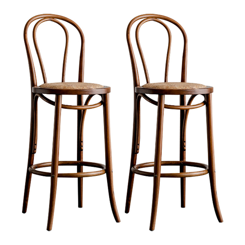Modern Style Solid Wood Backrest Counter High Stool with 4 Legs