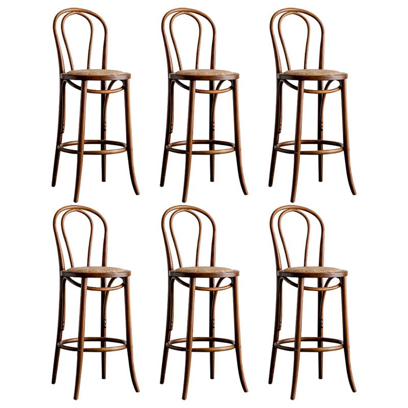 Modern Style Solid Wood Backrest Counter High Stool with 4 Legs