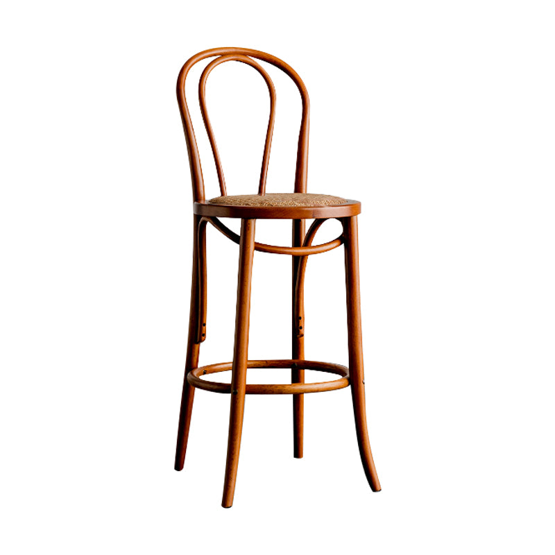 Modern Style Solid Wood Backrest Counter High Stool with 4 Legs