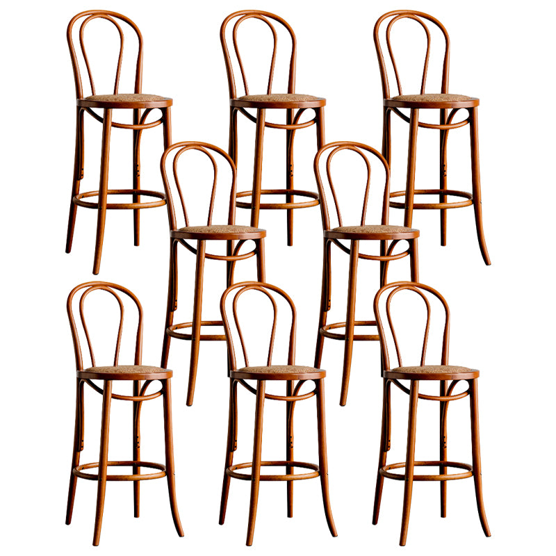 Modern Style Solid Wood Backrest Counter High Stool with 4 Legs