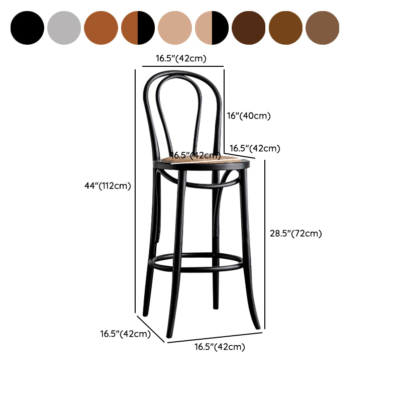 Modern Style Solid Wood Backrest Counter High Stool with 4 Legs