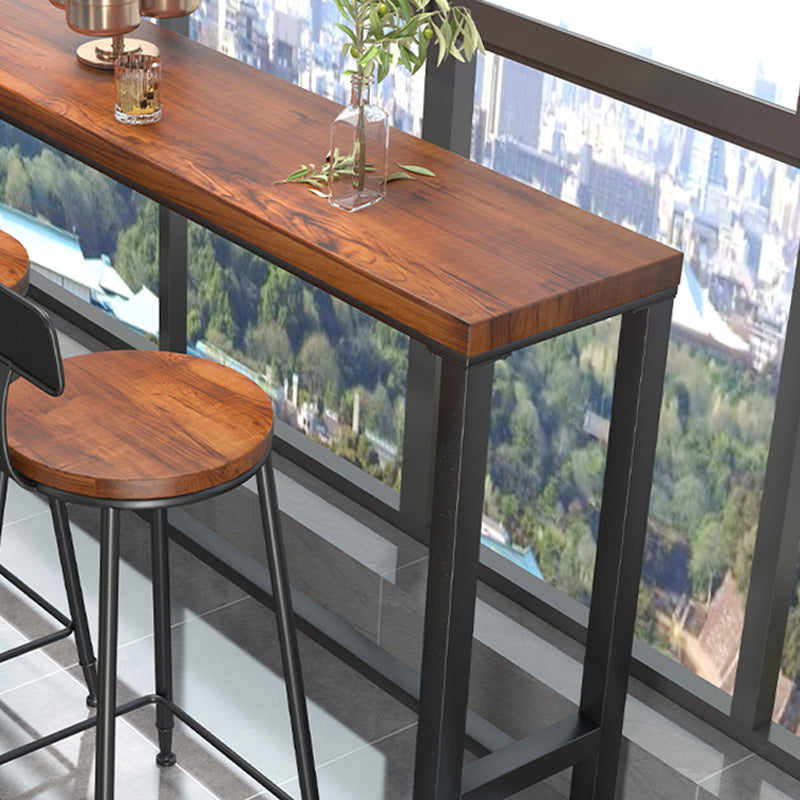 1/4 Pieces Industrial Rectangle Solid Wood Pub Table with High Stools