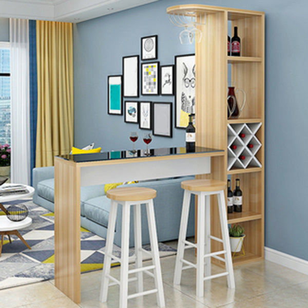 Contemporary Glass Top Rectangle Bar Table for Kitchen Dining Room