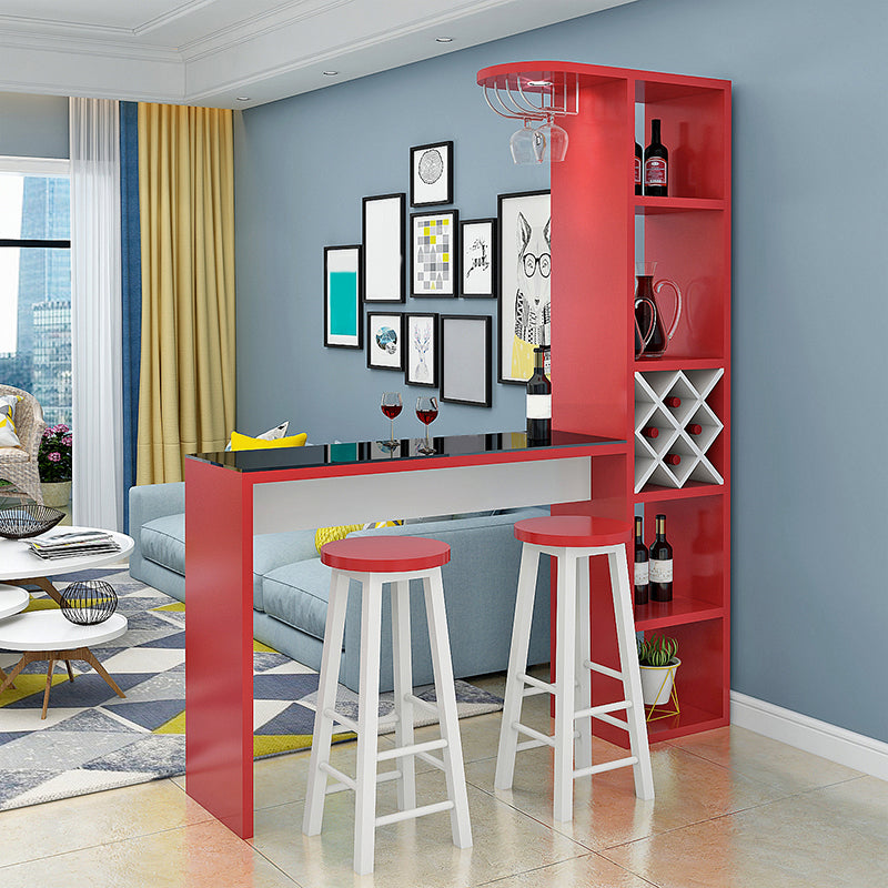 Contemporary Glass Top Rectangle Bar Table for Kitchen Dining Room