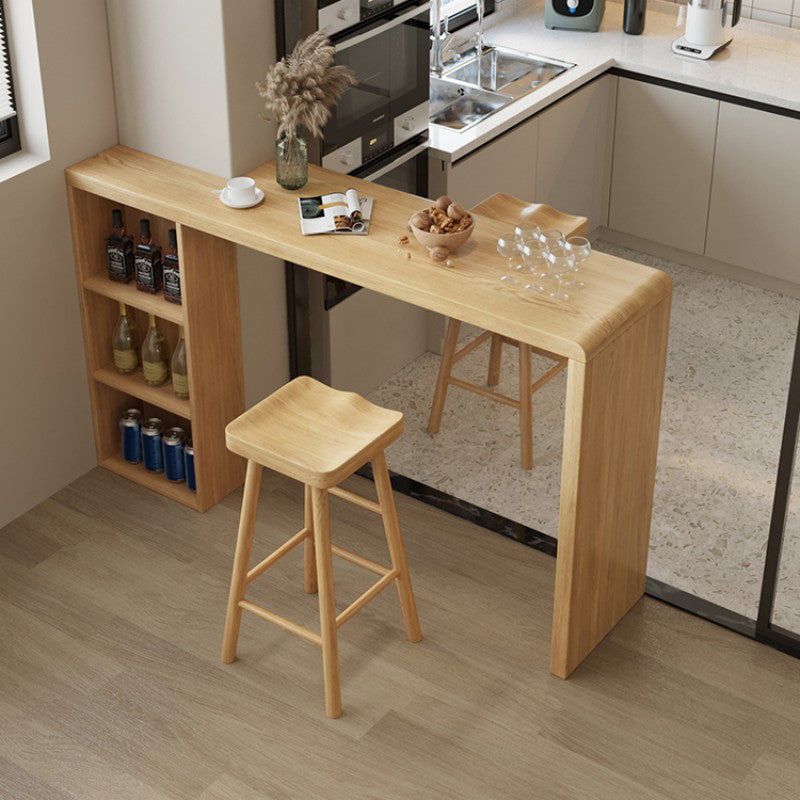 Contemporary Natural Finish Wooden Bistro Table for Small Places