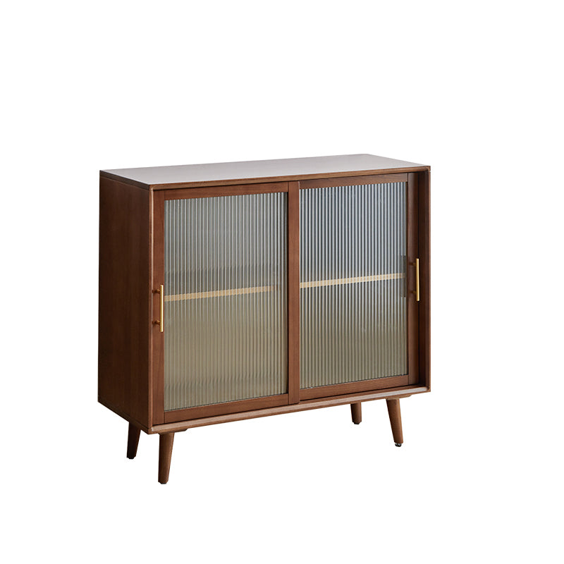 Solid Wood Glass Doors Contemporary Buffet Sideboard with Cabinets