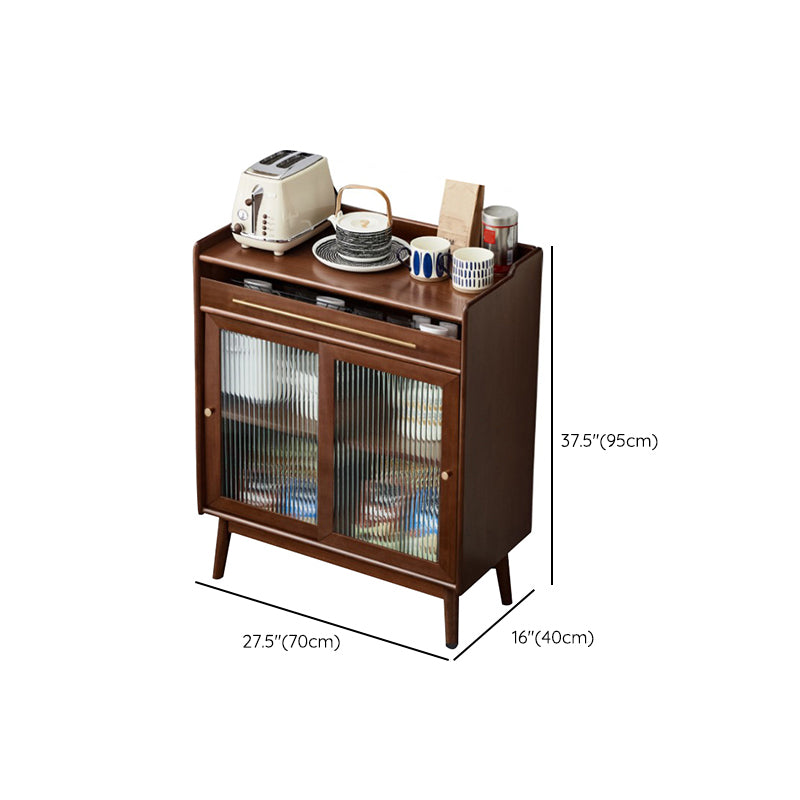 Modern Style Solid Wood Storage Sideboard Cabinet with Glass Doors for Dining Room