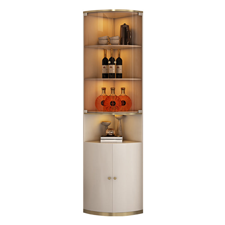 Polished Finish Home Freestanding Wine Holder with Storage Shelves