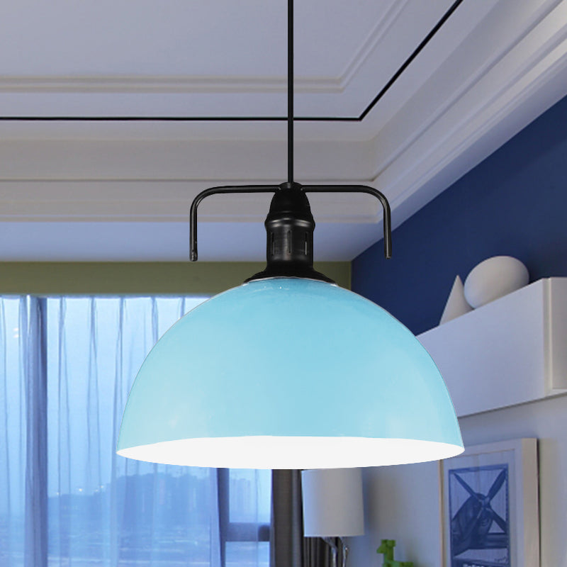 12 "/14"/16 "largo 1 luce in metallo leggero luce vintage blu/verde a sospensione del soffitto con cavo