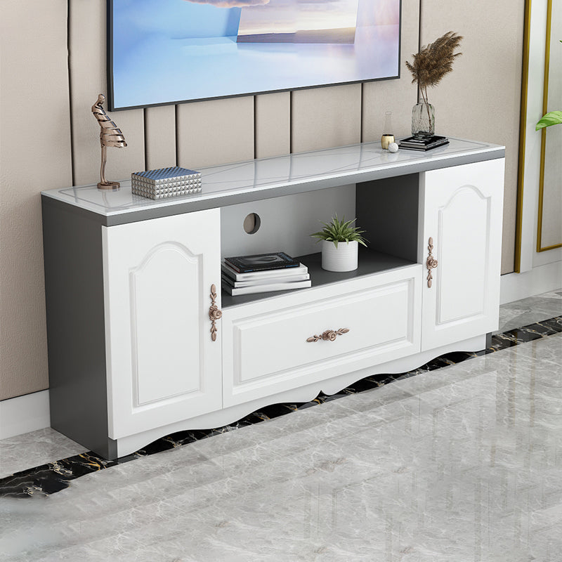 Glass TV Stand Console Contemporary Media Console with Drawer