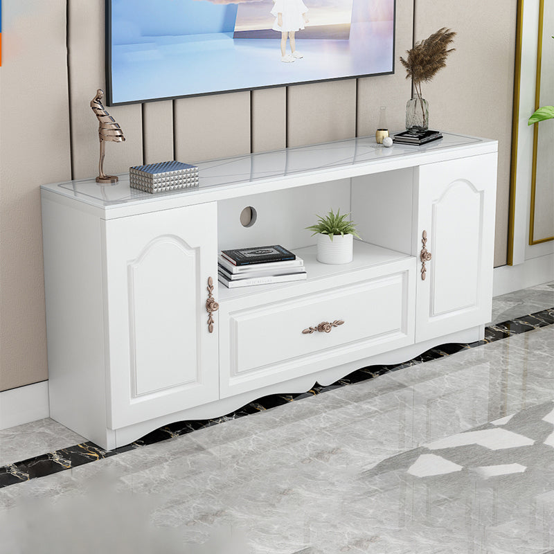 Glass TV Stand Console Contemporary Media Console with Drawer