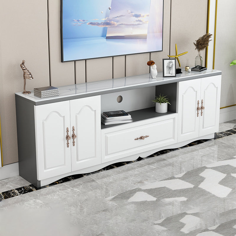 Glass TV Stand Console Contemporary Media Console with Drawer