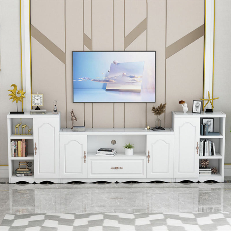 Glass TV Stand Console Contemporary Media Console with Drawer